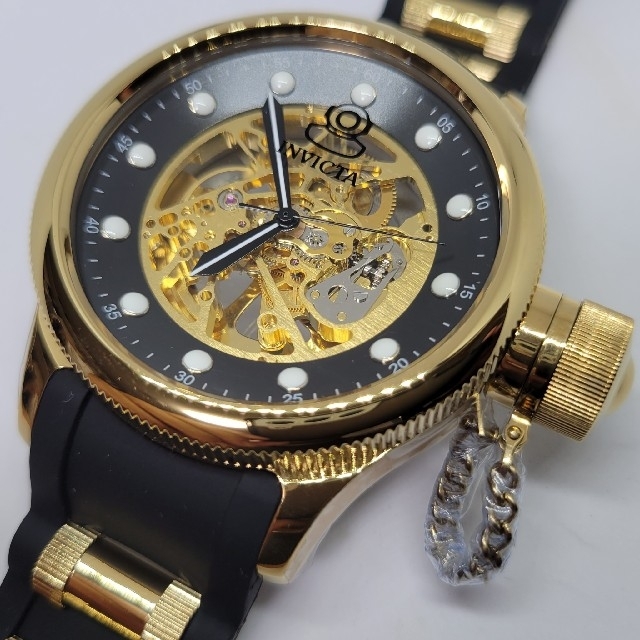 Invicta 51.5mm ロシアンダイバー オート スケルトン ゴールド