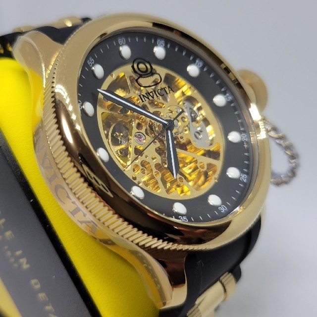 Invicta 51.5mm ロシアンダイバー オート スケルトン ゴールド