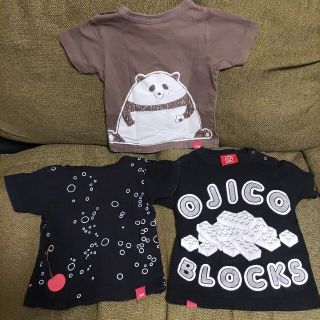 オジコ(OJICO)のオジコTシャツ2Aリンゴ黒BLOCKSおむすびパンダ75～85cmおにぎりパンダ(Ｔシャツ)