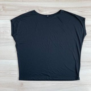 ユニクロ(UNIQLO)の【まみ様専用】ユニクロ　ドレープクルーネックT Tシャツ　ブラック　L 黒(Tシャツ(半袖/袖なし))