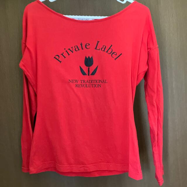 PRIVATE LABEL(プライベートレーベル)のプライベートレーベル　カットソー　日本製　カットソー　赤　カットソー レディースのトップス(Tシャツ(長袖/七分))の商品写真