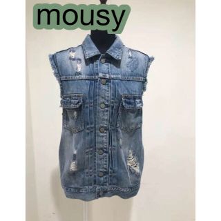 マウジー(moussy)のmousy ノースリーブ ダメージデニムジャケット(Gジャン/デニムジャケット)