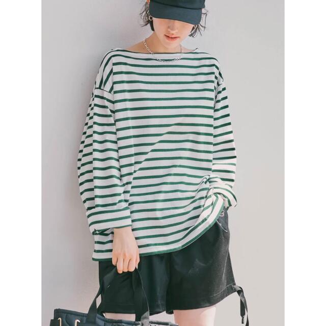 【ai様専用】OUTIL ウティTRICOT AAST バスクシャツ 1 白×緑 メンズのトップス(Tシャツ/カットソー(七分/長袖))の商品写真