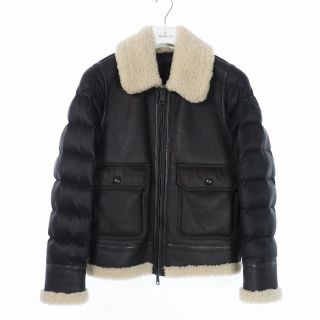 モンクレール(MONCLER)のモンクレール ムートン レザー アビエーター B-3 ダウンジャケット 1 黒(ダウンジャケット)