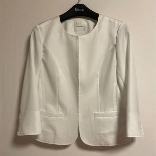 スーツカンパニー(THE SUIT COMPANY)のスーツカンパニー 春 夏 七分袖 ノーカラージャケット ホワイト クーラー対策(ノーカラージャケット)