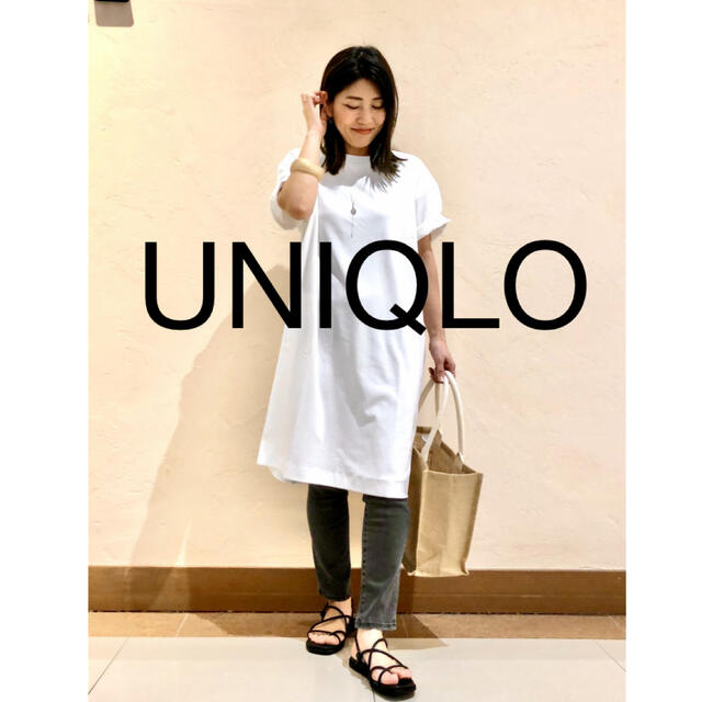 UNIQLO(ユニクロ)のUNIQLO クルーネックTワンピース（半袖） レディースのワンピース(ひざ丈ワンピース)の商品写真