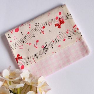 移動ポケット♪ハンドメイド♪赤い音符♪ギンガムチェック♪ピンク(外出用品)