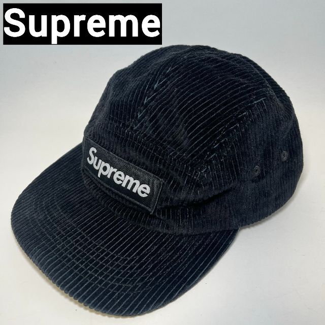 高品質の人気 Supreme 高級 黒 コーデュロイ ブラック キャップ 帽子 Supreme シュプリーム - キャップ