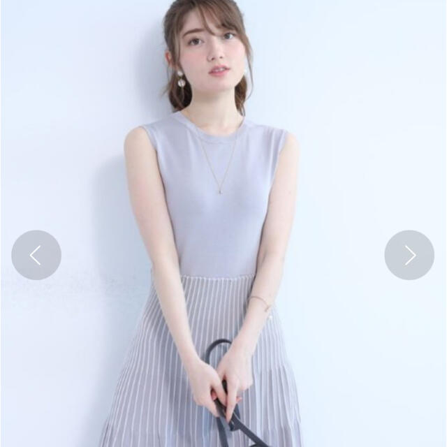 新品❣️襟付き配色ストライプニットワンピース グレー