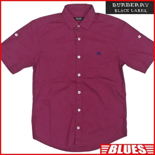 BURBERRY BLACK LABEL(バーバリーブラックレーベル)のバーバリー 廃盤 シャツ S えんじ 赤 メンズ半袖 ドレス HN1624 メンズのトップス(シャツ)の商品写真