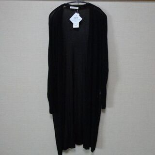 ショコラフィネローブ(chocol raffine robe)のchocol raffine robe　ロング　カーディガン　ブラック　新品(カーディガン)