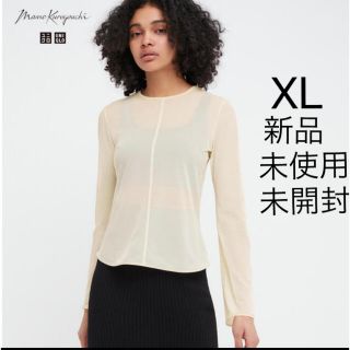 ユニクロ(UNIQLO)の【新品】ユニクロ　マメクロゴウチ　シアークルーネックTシャツ　オフホワイト　XL(カットソー(長袖/七分))