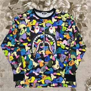 APE BAPE  KAWS MULTI CAMO 迷彩　ロンt シャーク　L