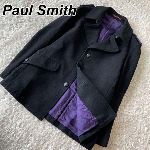 【破格値下げ】 Paul Smith - ピーエス　ポールスミス　チェスターコート　ショート丈　ブラック　チェック柄　L2 チェスターコート