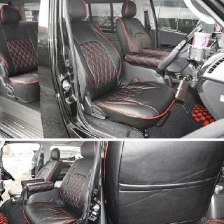 200系ハイエース シートカバー S-GL ダイヤカット レッド 後部座席