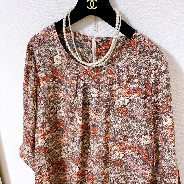 ローラアシュレイ Aライン 小花柄ワンピース 11 Lサイズ 七分袖