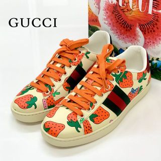 グッチ(Gucci)の4273 未使用 グッチ エース レザー イチゴ スニーカー(スニーカー)