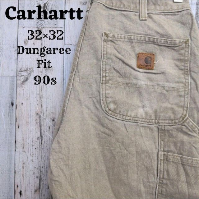 carhartt(カーハート)の90sカーハートペインターパンツ32×32ワークボトムス古着灰色グレーコットン メンズのパンツ(ペインターパンツ)の商品写真