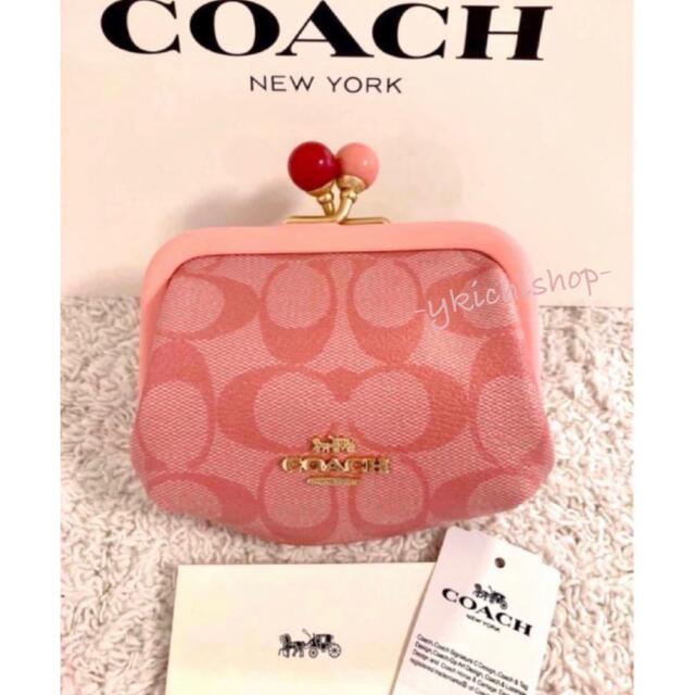 COACH 財布 ピンク がま口財布 がま口ポーチ コーチ財布 小銭入れ | フリマアプリ ラクマ