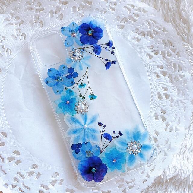 全機種対応♡真夏の涼しい押し花スマホケース スマホ/家電/カメラのスマホアクセサリー(Androidケース)の商品写真