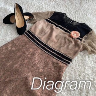 グレースコンチネンタル(GRACE CONTINENTAL)の極美品♡diagramダイアグラム ドレス　総レース ワンピース　結婚式　二次会(ひざ丈ワンピース)