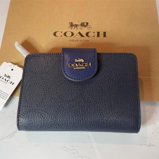 コーチ(COACH)の【新品-未使用】COACH  シグネチャー ミッドナイト ネイビー  折り財布(財布)