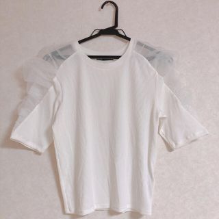 ザラ(ZARA)のZARA♡シースルーショルダーカットソー(カットソー(半袖/袖なし))