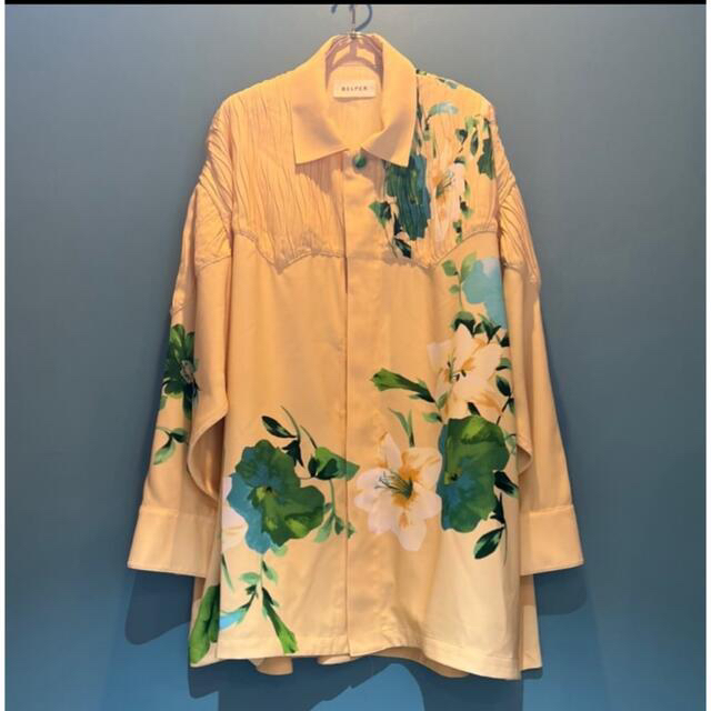 BELPER FLOWER SHIRT JACKET イエロー シャツ ブラウス