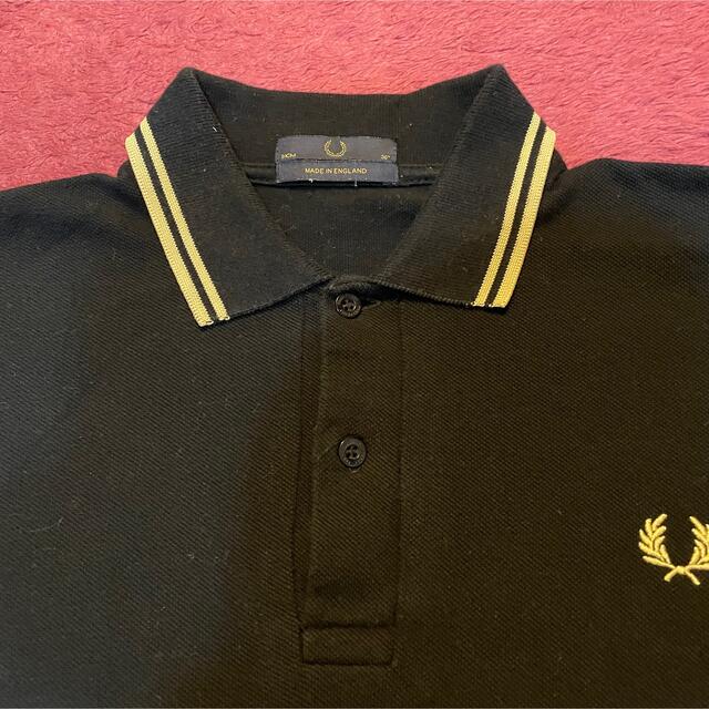 フレッドペリー ポロシャツ M12 イングランド製 黒×ゴールド 36