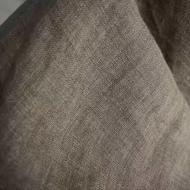 ヴィンテージ綿リネンドレスvネック無地ローブ半袖ポケットルースドレス レディースのワンピース(ひざ丈ワンピース)の商品写真