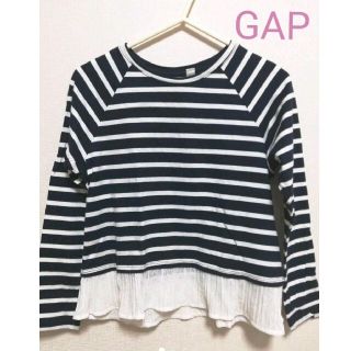 ギャップ(GAP)の新品未使用　GAP　重ね着風 ボーダーカットソー トップス　ロンT　8(Tシャツ/カットソー)