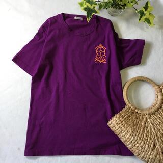 Tシャツ 和柄 バック プリント 紫 パープル M(Tシャツ(半袖/袖なし))