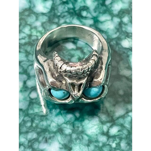 BILL WALL LEATHER(ビルウォールレザー)のBWL Half Skull Ring with turquoise メンズのアクセサリー(リング(指輪))の商品写真