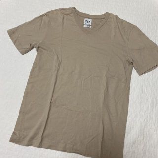 ザラ(ZARA)のZARA 半袖　Tシャツ　ベージュ　無地　Vネック　トップス(Tシャツ(半袖/袖なし))