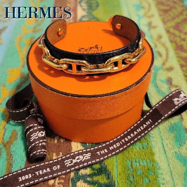 エルメス　HERMES　レザー　ブレスレット　バングル　シェーヌダンクル