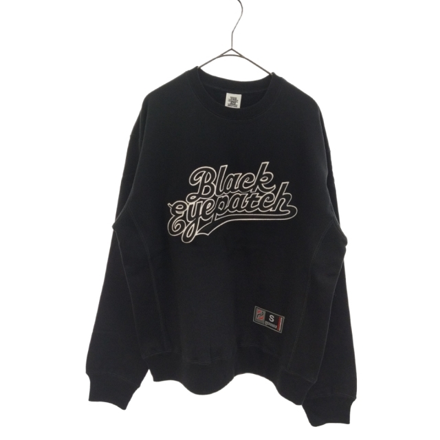 525センチ袖丈THE BLACK EYE PATCH ブラックアイパッチ SCRIPT CREW SWEAT BLACK スクリプト クルーネックスウェットトレーナー ブラック BEPSS22TP21