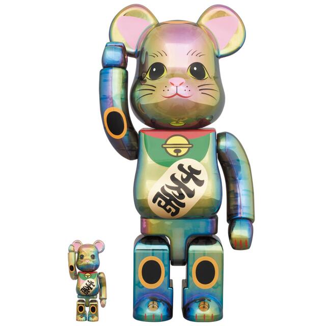 BE@RBRICK 招き猫 黒透明メッキ 100％ & 400％フィギュア