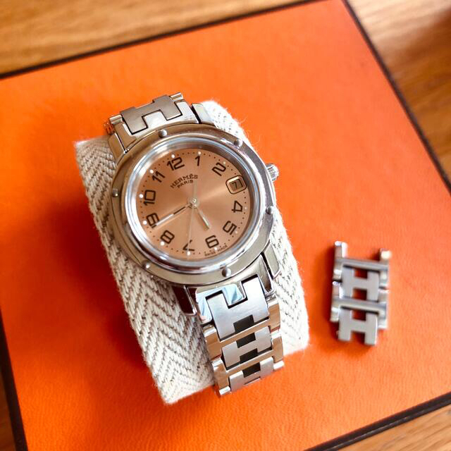 Hermes(エルメス)のエルメス　クリッパー　ピンク　SS 本物　2回使用　美品　鑑定品　レディース  レディースのファッション小物(腕時計)の商品写真