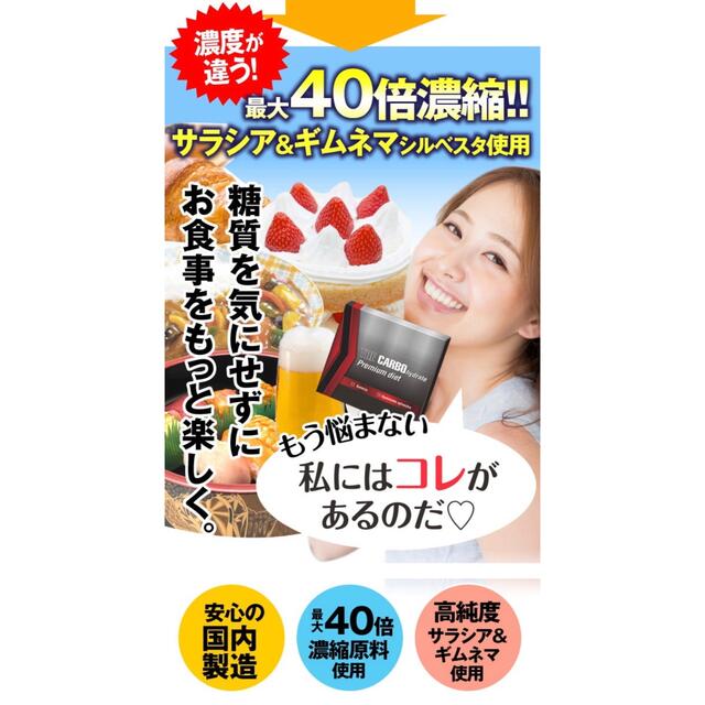 今からはじめる！最大40倍濃縮！糖質プレミアムダイエットサプリ※100粒約3ヶ月 コスメ/美容のダイエット(ダイエット食品)の商品写真