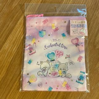 ねこ　マチつき　巾着　ポーチ　小物入れ　小学生(ランチボックス巾着)