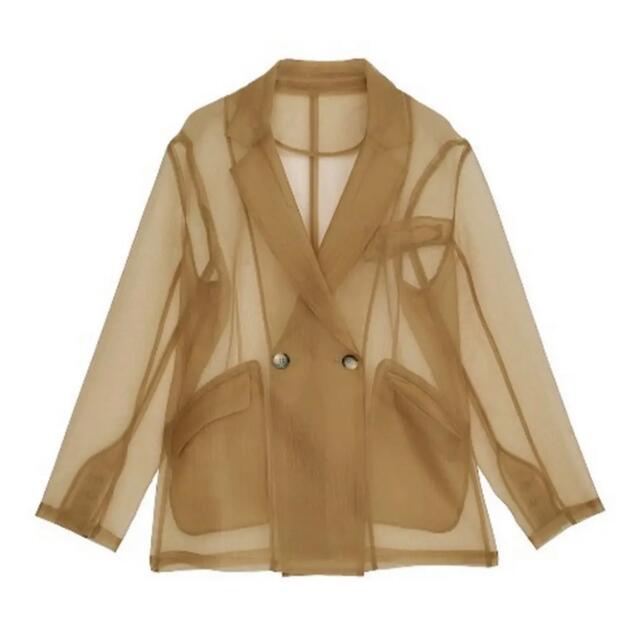 AMERI BUMPY SHEER DOUBLE JACKET ベージュF 新品