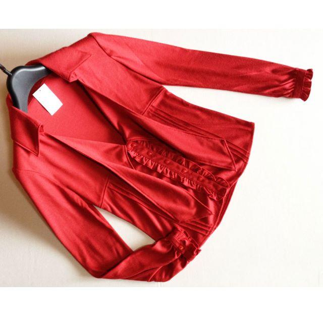 epuda(イプダ)のイプダepudaリボンフリル長袖スキッパーカットソー38赤系 レディースのトップス(カットソー(長袖/七分))の商品写真