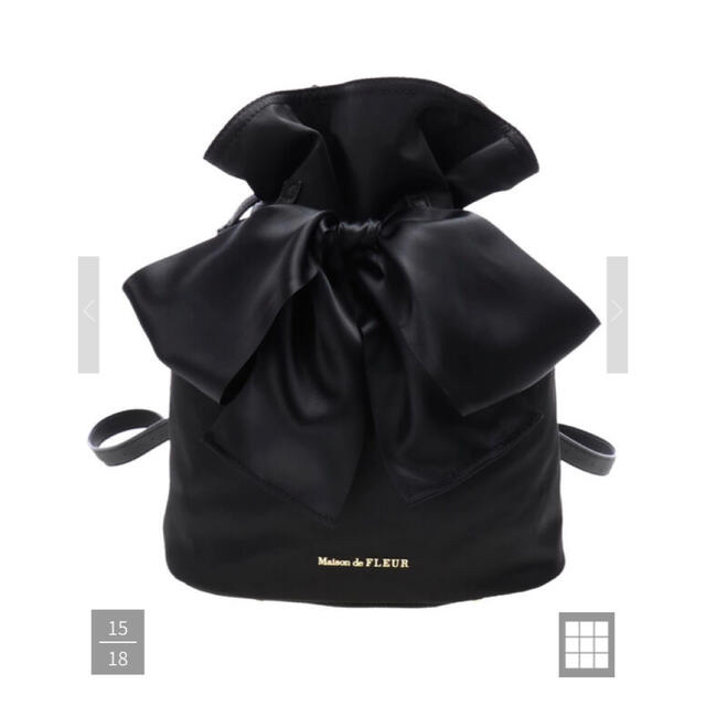 Maison de FLEUR(メゾンドフルール)のメゾンドフルール　巾着リボンリュック　黒 レディースのバッグ(リュック/バックパック)の商品写真