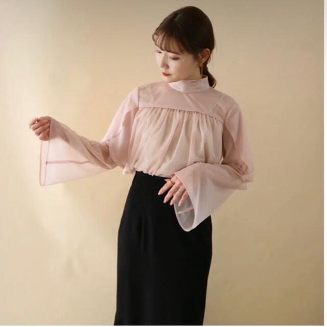 Acka original sheer flare blouse pink