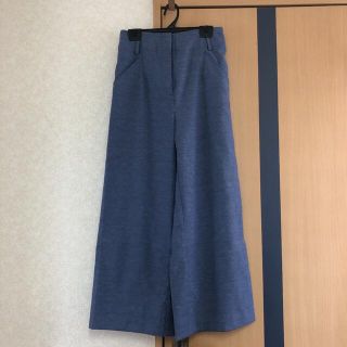 プラステ(PLST)のお値下げ　PLST リネンブレンドストレッチワイドクロップドパンツ　ブルー(クロップドパンツ)