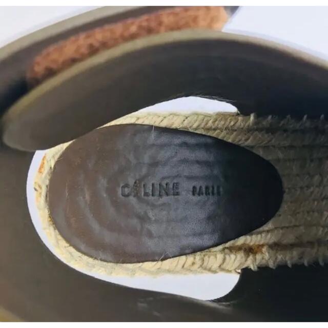 良品☆CELINE・レザー エスパドリーユ ウェッジソール サンダル(35