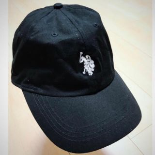 ポロラルフローレン(POLO RALPH LAUREN)の新品未使用！u.s.polo assn！ポロ黒キャップ白のロゴワンポイント刺繍(キャップ)