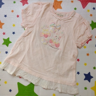 クーラクール(coeur a coeur)のクーラクール いちごアップリケ半袖Tシャツ 95cm ピンク(Tシャツ/カットソー)