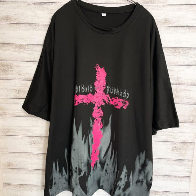 クロス 十字架 半袖 Tシャツ ストリート ビッグシルエット メンズのトップス(Tシャツ/カットソー(半袖/袖なし))の商品写真