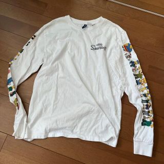 エイチアンドエイチ(H&H)の【値下げ中！】H&M シンプソンズ 白ロンT メンズSサイズ(Tシャツ/カットソー(七分/長袖))